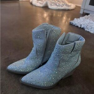 Madden Girl Sparkling Silver Ankle Booties